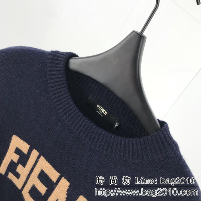 FENDI芬迪 18ss秋冬新款毛衣 簡約字母提花logo 採用羊毛混紡面料 高版本男女同款 ydi2315